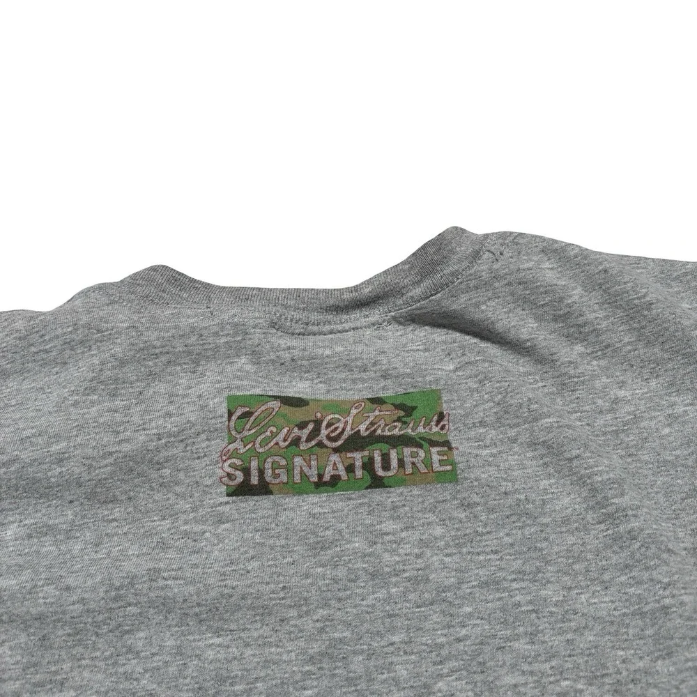 Vintage Y2K Levi's Strauss Men's Double Sided Logo T Shirt Gray Size L 21.5 x 28
